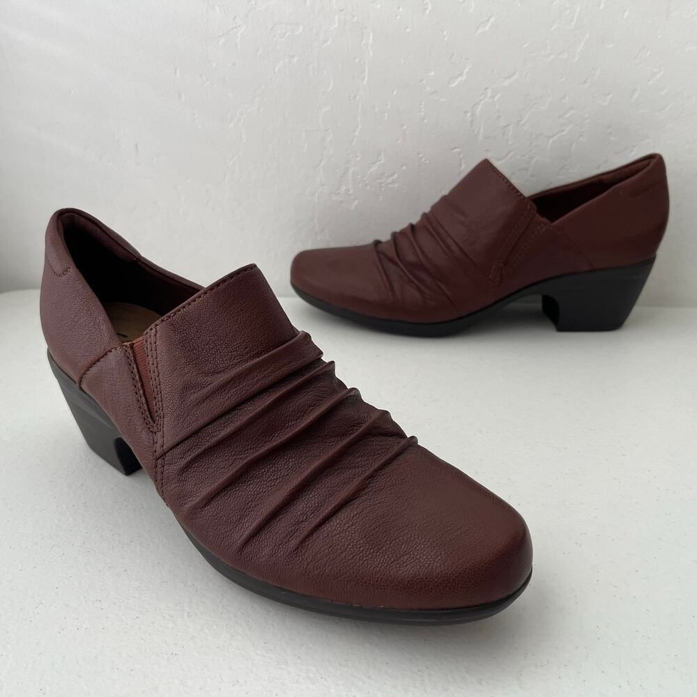 Clarks Collection Emily Cove Pump Ankle Booties Brown Size 9.5 Neutral Comfort